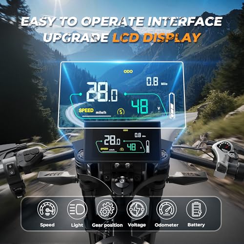VARUN Electric Bike - Peak 1000W Ebike for Adults Up to 87Miles & 28MPH，48V 31.5Ah Battery, 20" Fat Tires, 7-Speed All-Terrain E-Bike with Suspension, LED Lights & Turn Signals - Dirt Bike Style