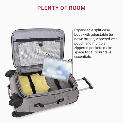 SwissGear Sion Softside Expandable Luggage, Black, Checked-Large 29-Inch