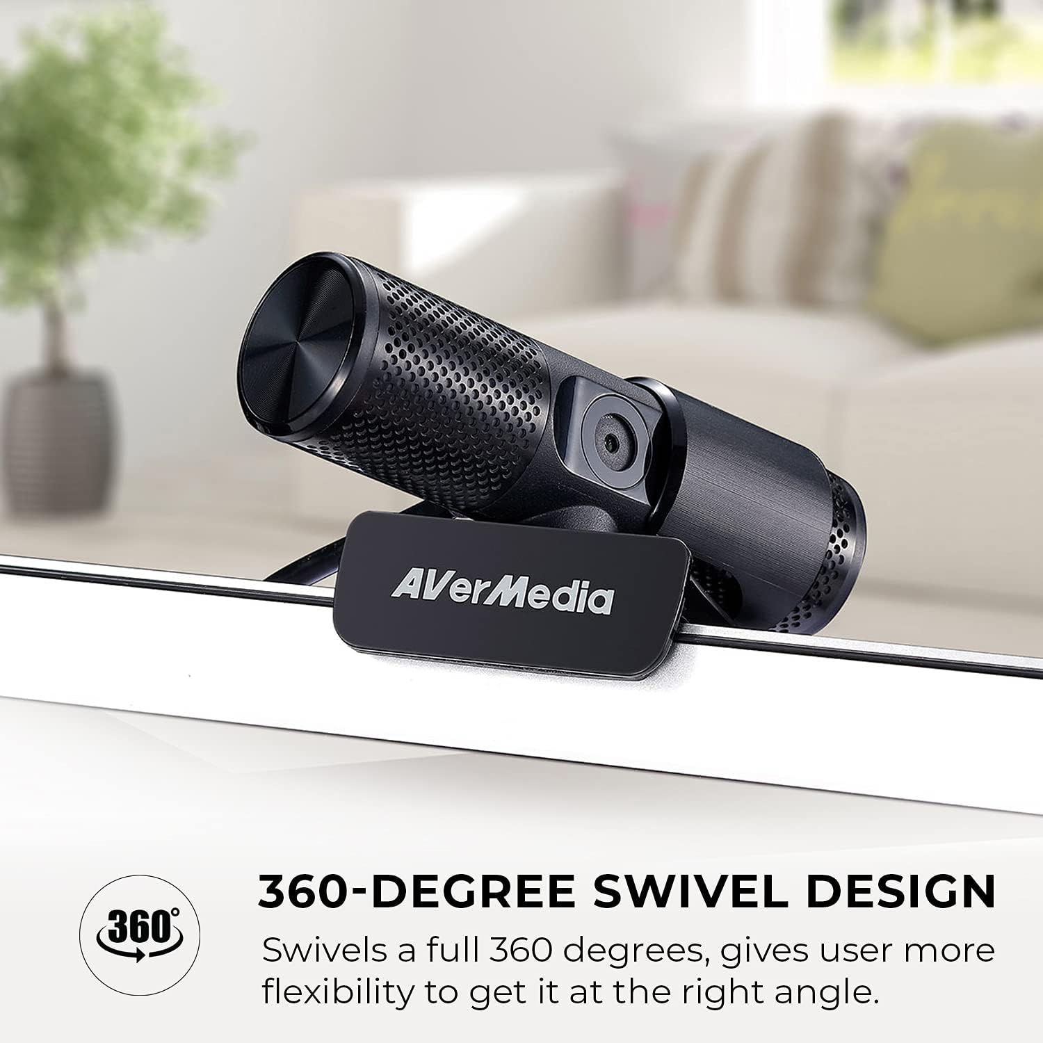 AVerMedia Live Streamer CAM 313: Full HD 1080P Streaming Webcam, Privacy Shutter, Dual Microphone, 360 Degree Swivel Design, Exclusive AI Facial Tracking Stickers. (PW313)