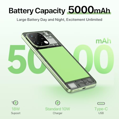 UMIDIGI G9C Android 14 Unlocked Cellphone,Octa-core 12GB +128GB Expand 1TB Unlocked Smartphone,6.75" HD+ 90Hz,5000mAh Battery,50MP Camera,GPS,BT 5.4,NFC,AI Face Unlock,Warranty,White