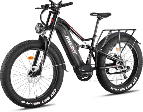 FREESKY 2000W Electric Bike with BAFANG Motor & 48V 30Ah Samsung Cells Battery, 35MPH Max Speed, 120 Miles Range, Full Suspension Mountain Ebike for Adult, 26" Fat Tires, Smart Keys, Hydraulic Brakes