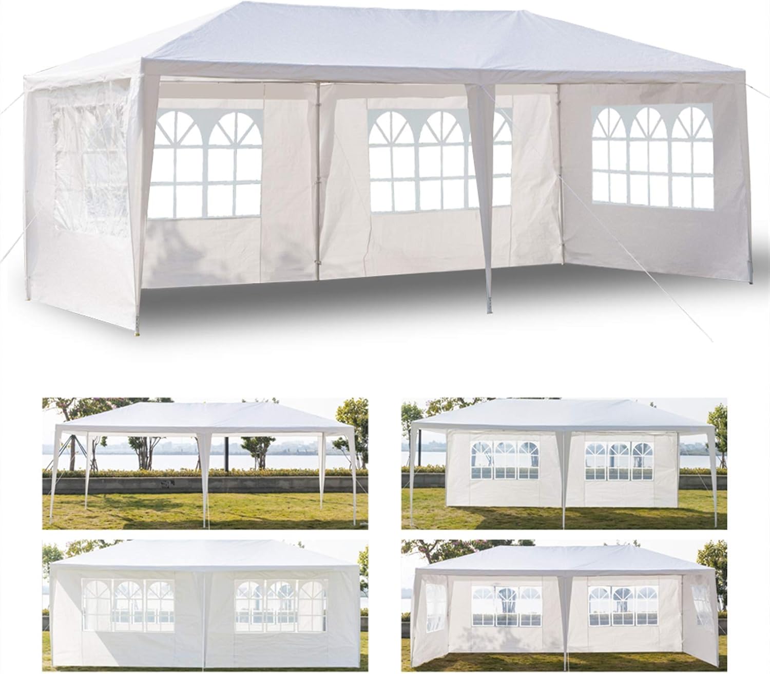 Upgraded Outdoor Party Tent, Large Tents for Parties, Event, Wedding, Outdoor Canopy Tent with Sidewalls and Windows, Gazebo Tent for Backyard, Garden and Patio (10'x20' 4 Sidewalls)