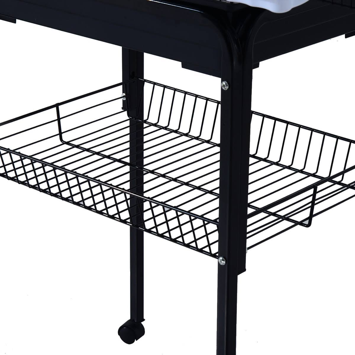 PawHut 63x22 Metal Indoor Bird Cage Starter Kit with Detachable Rolling Stand, Storage Basket, and Accessories - Black