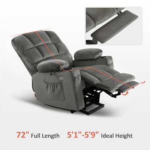 MCombo Large Dual Motor Power Lift Recliner Chair for Elderly, Massage and Heat, Lay Flat, Zero Gravity, Home Button, USB Port, Fabric 7680 (Large, Beige)