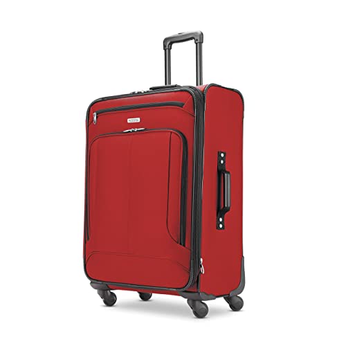 American Tourister Pop Max Softside Luggage with Spinner Wheels, Red, 3-Piece Set (21/25/29)