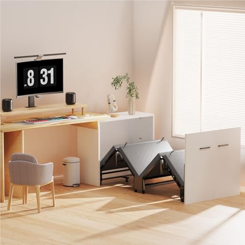 2 in 1 Murphy Bed Cabinet, Hide a Bed Cabinet, Folding Beds into Cabinets, Space-Saving Pull Out Murphy Beds Chest for Small Place Office Nap - Cot Size: 75" x 29"