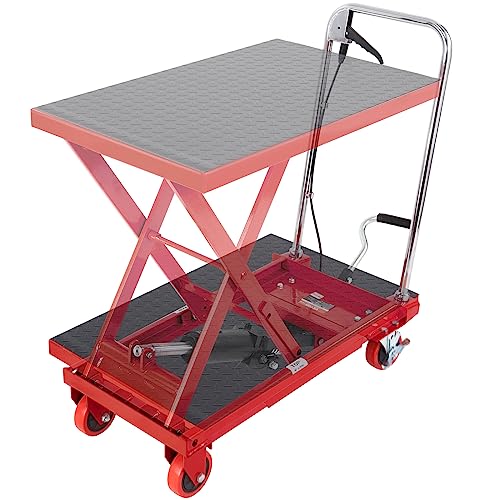 VEVOR Electric Lift Table, 330 lbs Capacity Single Scissor Lift Table, 8-28 in Height Adjustable Lifting Platform, Coffee Table Lift with 4 Wheels, for Material Handling and Transportation, Black