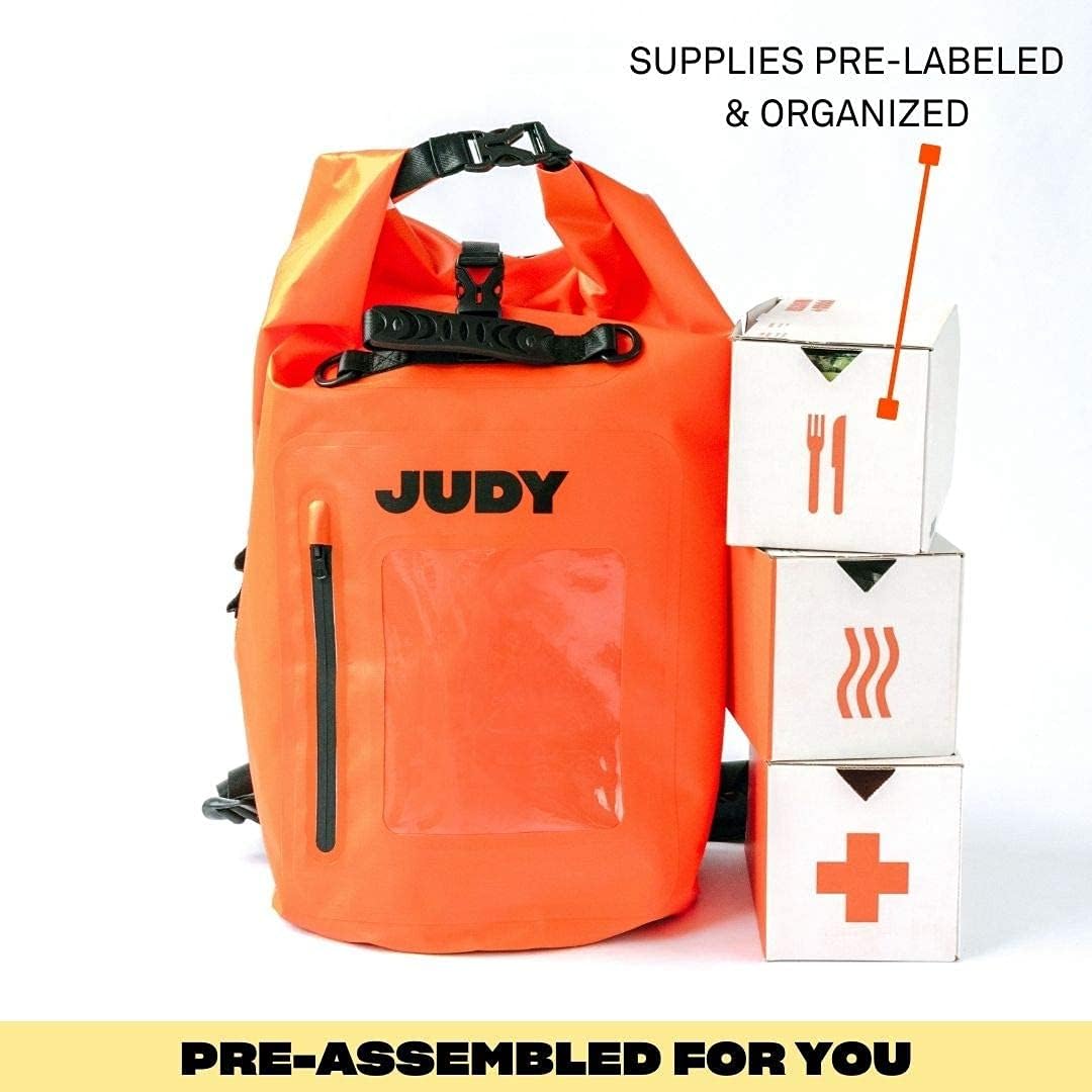 JUDY Emergency Preparedness Dry Backpack - The Mover Max - Disaster Bag for Hurricanes, Earthquakes, and More - Supports Up to 4 People