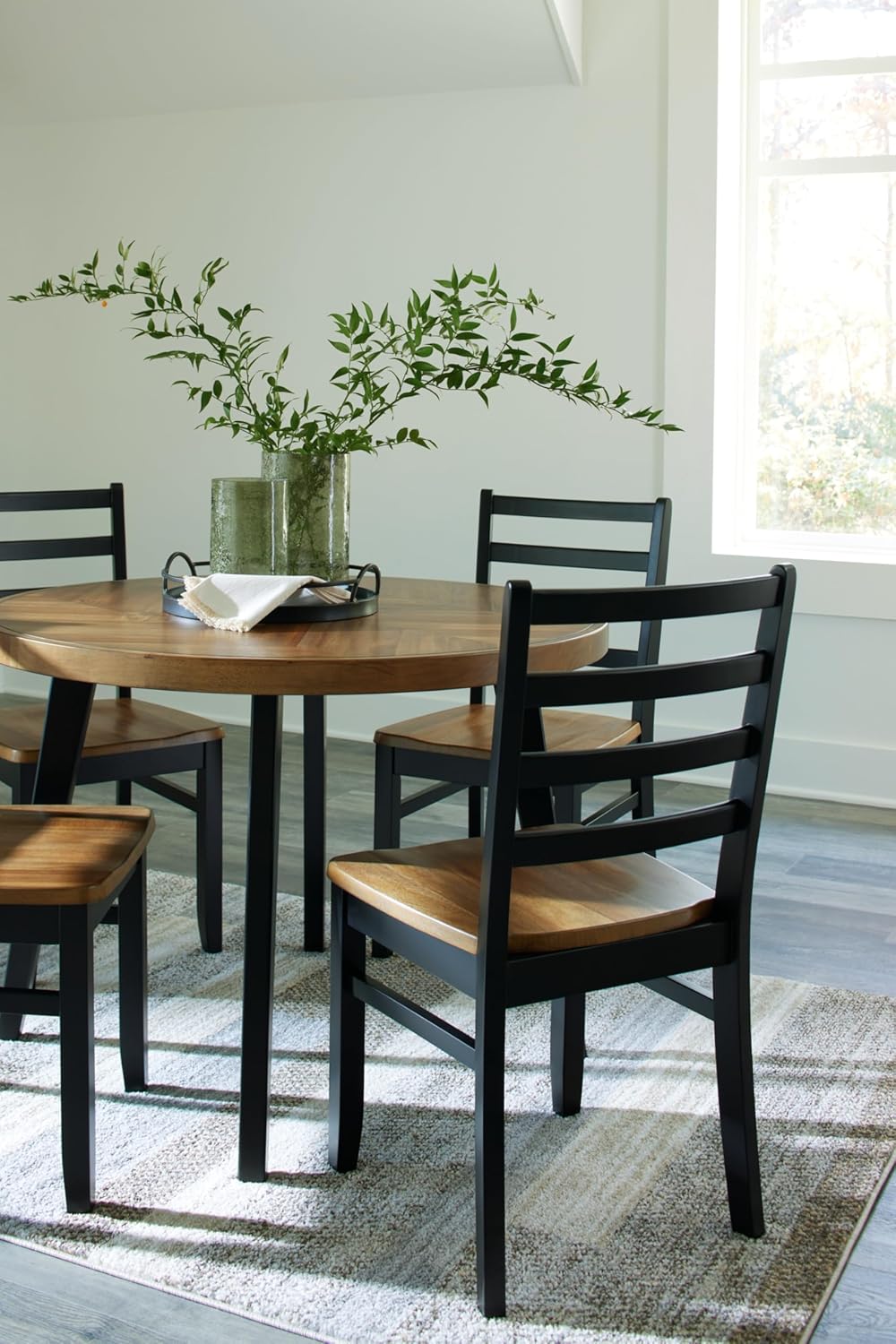 Signature Design by Ashley Blondon Dining Table and 4 Chairs, Set of 5, 42" W x 42" D x 30" H, Black & Light Brown