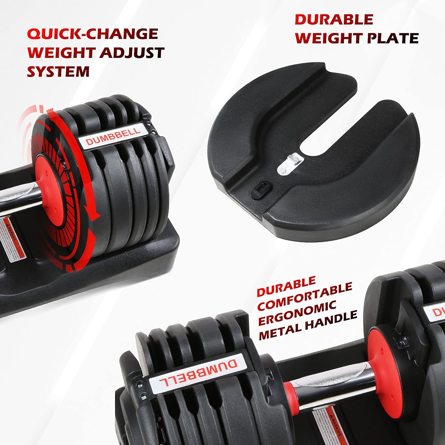 All in One Adjustable Dumbbells, Tahoe Trails Dumbbell Set from 5.5-55 lbs, Adjustable Weights by Turning Handle, 15 in 1 Dumbbells for Home Gym Exercise and Fitness Full Body Workout Fitness