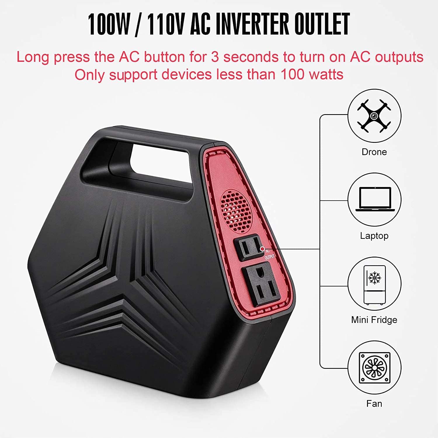 146Wh 42000mAh Portable Power Station, Quiet Rechargeable Generator Power Supply with Dual 110v AC Outlet,2 DC Ports, QC 3.0 USB Ports, Battery Backup for Camping Home Emergency Use