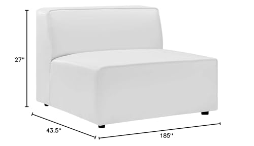 Modway Mingle Vegan Leather 5-Piece Sectional Sofa, White