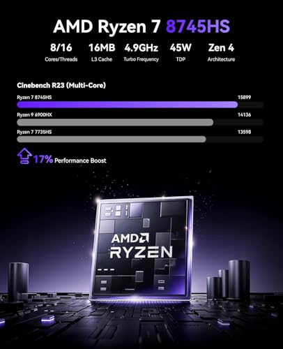 KAMRUI Mini PC with AMD Ryzen 7 5825U, 16GB DDR4 512GB M.2 SSD Mini Computer, Mini Gaming PC with USB Type-C, Desktop Computer Supports Triple 4K Display, WiFi 6, BT 5.2