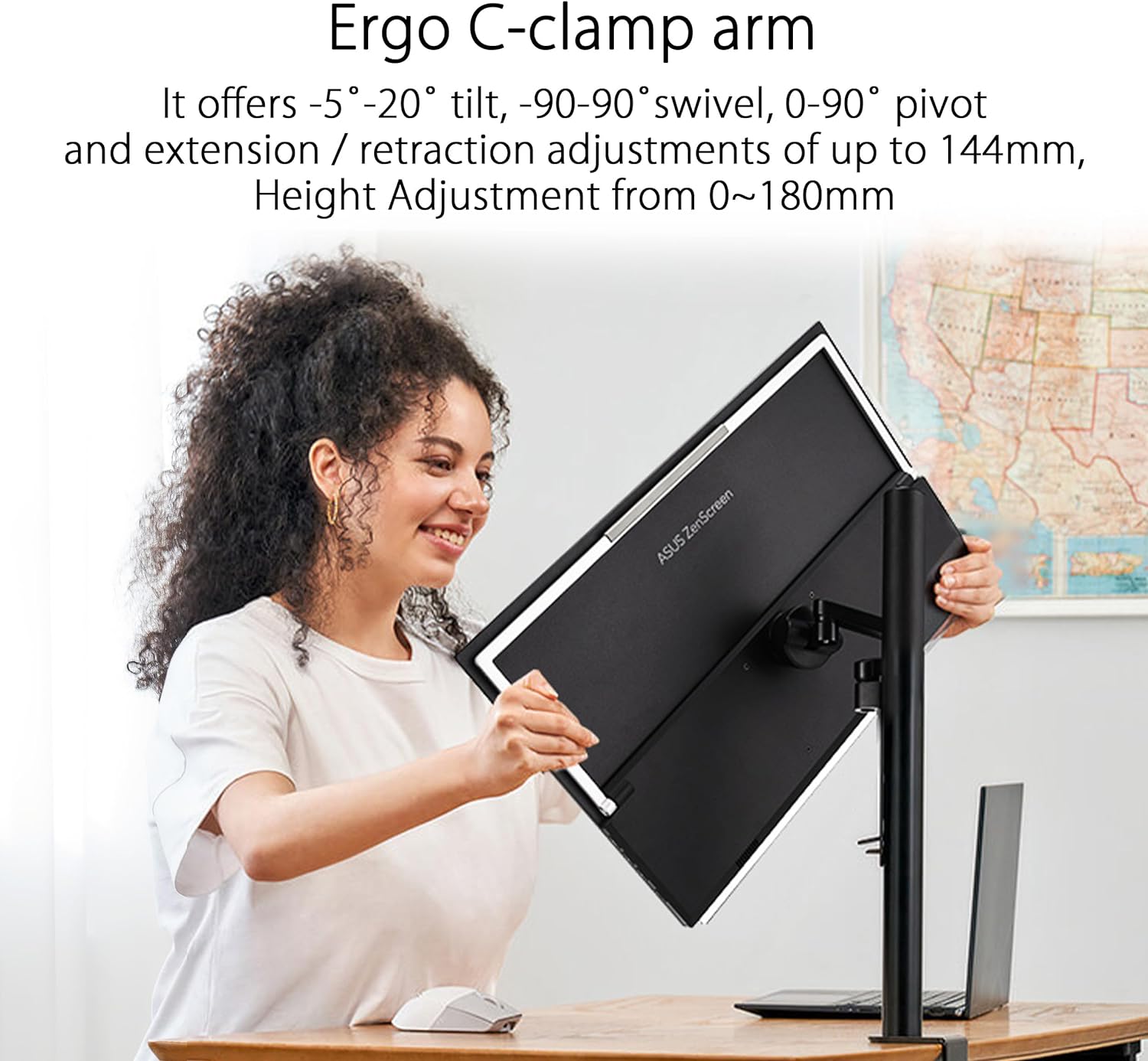 ASUS ZenScreen 22” (21.5 viewable) 1080P Portable Monitor (MB229CF) – Full HD, IPS, 100Hz, USB-C, Eye Care, Speakers, Carrying Handle, Kickstand, C-clamp Arm, Partition Hook, Subwoofer, 3 yr warranty