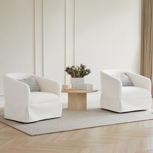Swivel Accent Chair Modern Barrel Armchair for Bedroom Nursery Reading Waiting Living Room, 22-inch Wide Seat, Sand