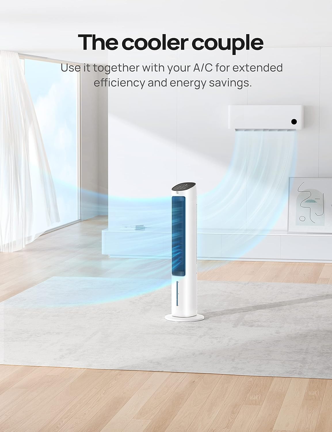Dreo Tower Fans, 40" Cooling Fan for Bedroom with 80° Oscillating, Remote Control, Ice Pack, 3 Modes 4-Speed Quiet Floor Fan, White