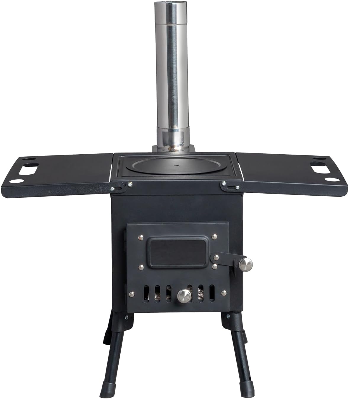 Camping Wood Stove, Outdoor Portable Tent Wood Burning Stove with Stainless Chimney Pipes, Tent Stove Jack & Gloves for Outdoor Camping Cooking and Heating