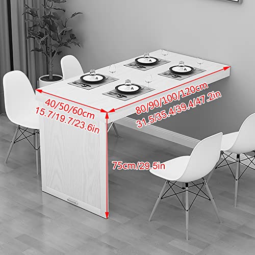 Folding Dining Table Wall-Mounted Fold Up Wall Table for Small Spaces, Convertible Desk MDF Wall Table Computer Desk for Office, Bedroom, Kitchen