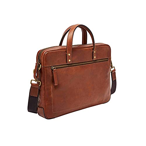 Fossil Men's Haskell or Asher Leather Messenger Briefcase Work Laptop Bag for Men