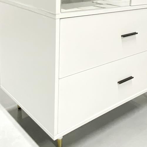 Armoire Wardrobe Closet with Hanging Rod 2 Doors 2 Drawers Mirror and Shelves for Bedroom Storage Organization Large Capacity Organizer for Clothes White 31.5" W x 15.7" D x 70.8" H
