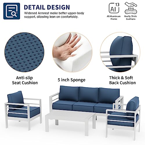 UDPATIO 8 Piece Aluminum Patio Furniture Set, Oversized Modern Outdoor Furniture Set with Olefin Fabric Cushion for Patio Deck Backyard, Dark Grey(with Waterproof Covers)