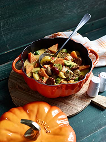STAUB Cast Iron 3.5 Qt Pumpkin Dutch Oven, Cocotte, Burnt Orange, Made in France