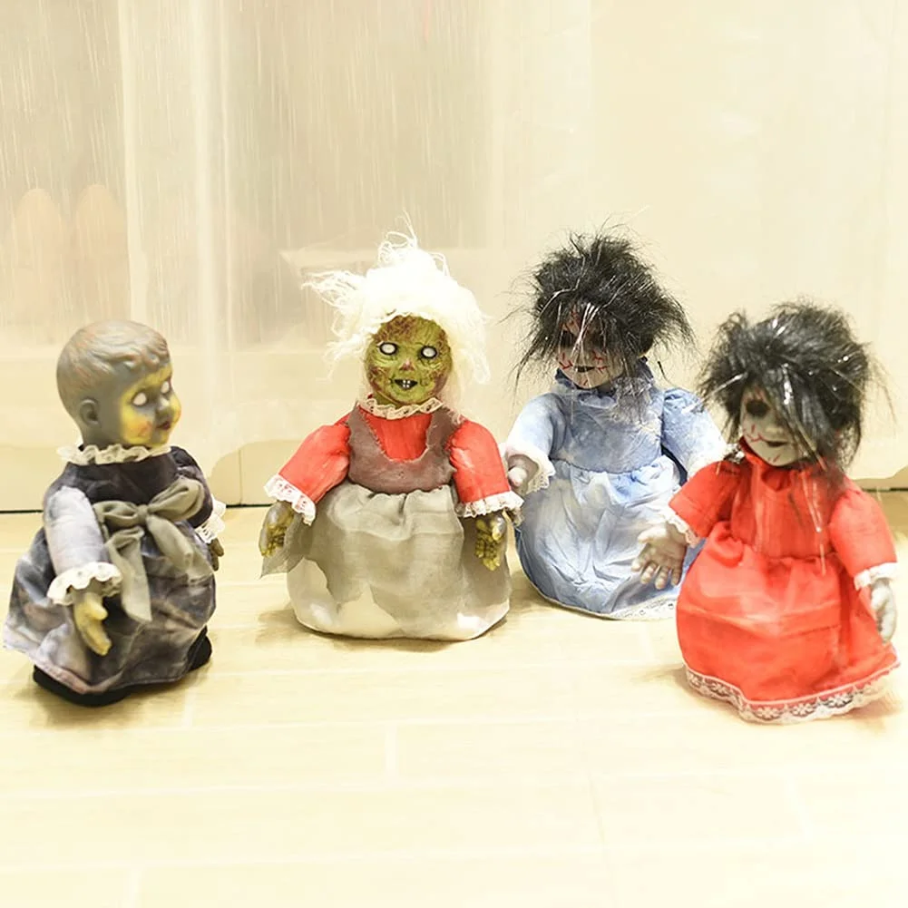 Voice Control Induction Ghost Doll Glowing Sound Creepy Ghost Doll Halloween Decorations,Horror Creepy Scary Props for Haunted House Bar Party Halloween Ornaments
