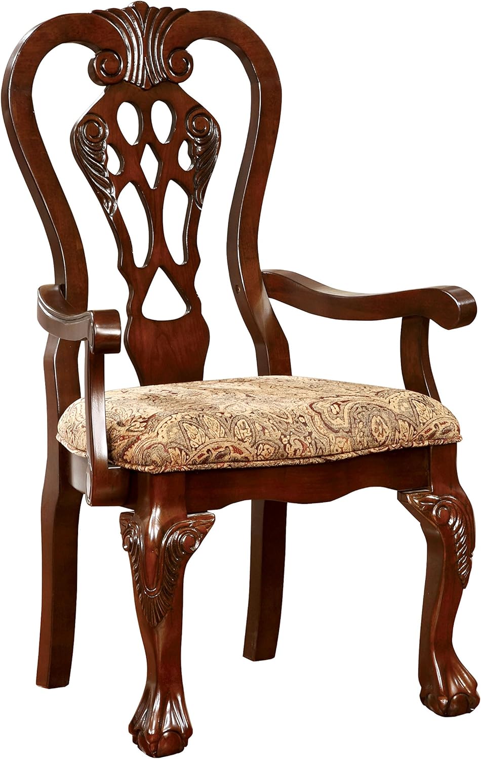 Furniture of America Madeline Traditional Dining Arm Chair (Set of 2), Brown Cherry