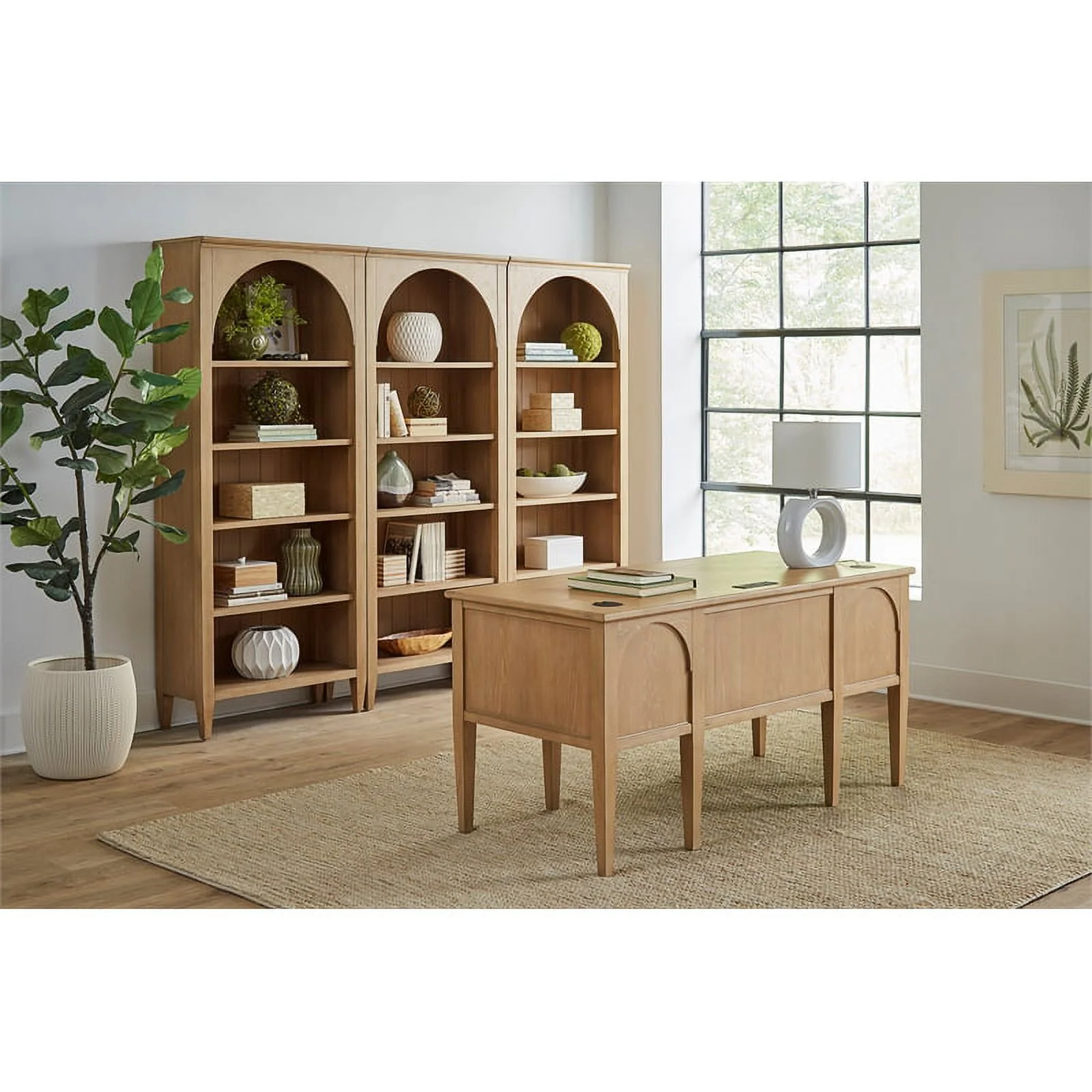 Modern Wood Open Bookcase Wall Office Cabinet Storage Bookcase Light Brown