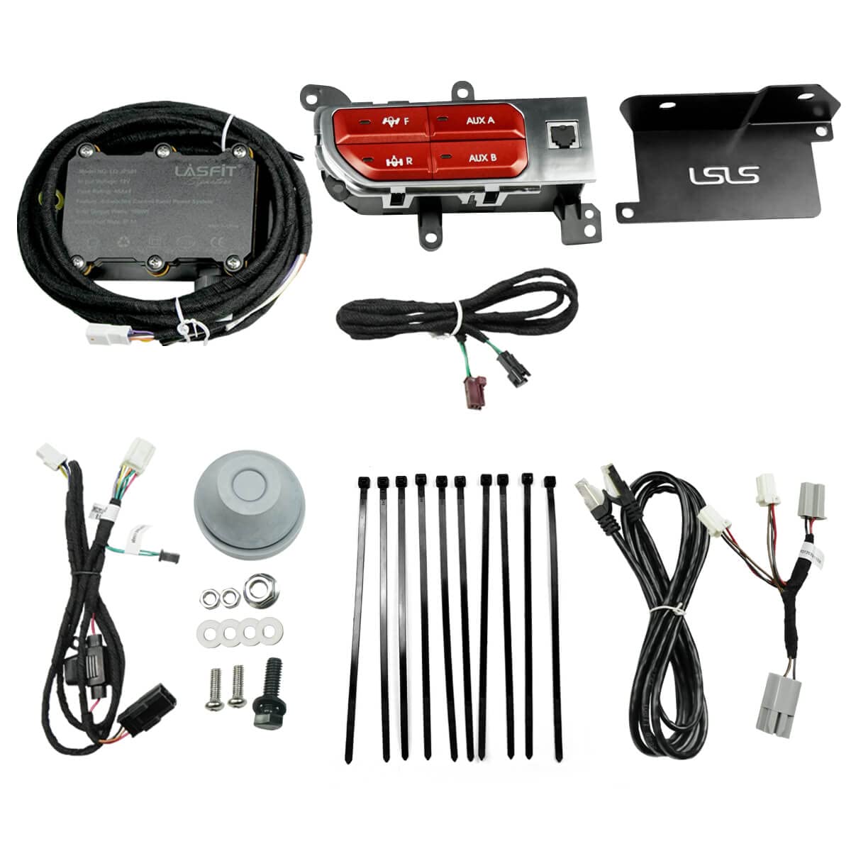 LASFIT Switch Panel, Auxiliary Switch Bank Kit, Multifunction Aux Switches for Jeep Wrangler JL / Gladiator JT, Red