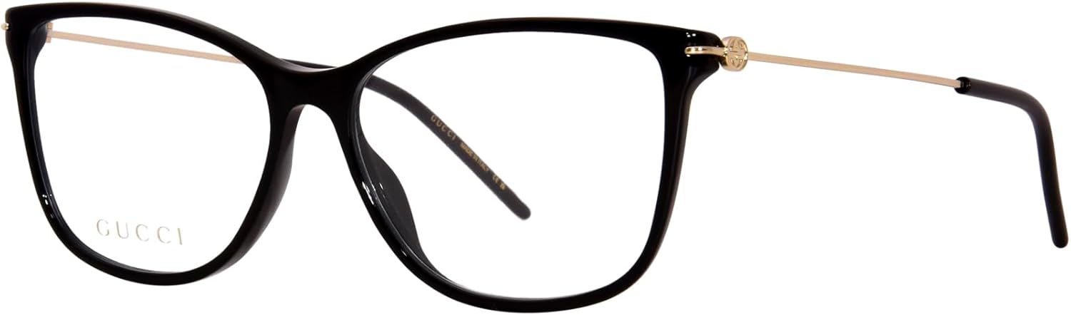 Gucci GG1272O 001 Eyeglasses Women's Black/Gold Full Rim Square Shape 53mm