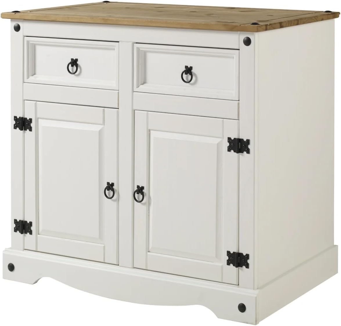 American Furniture Classics Cottage Series Wood Buffet Sideboard, White Distressed