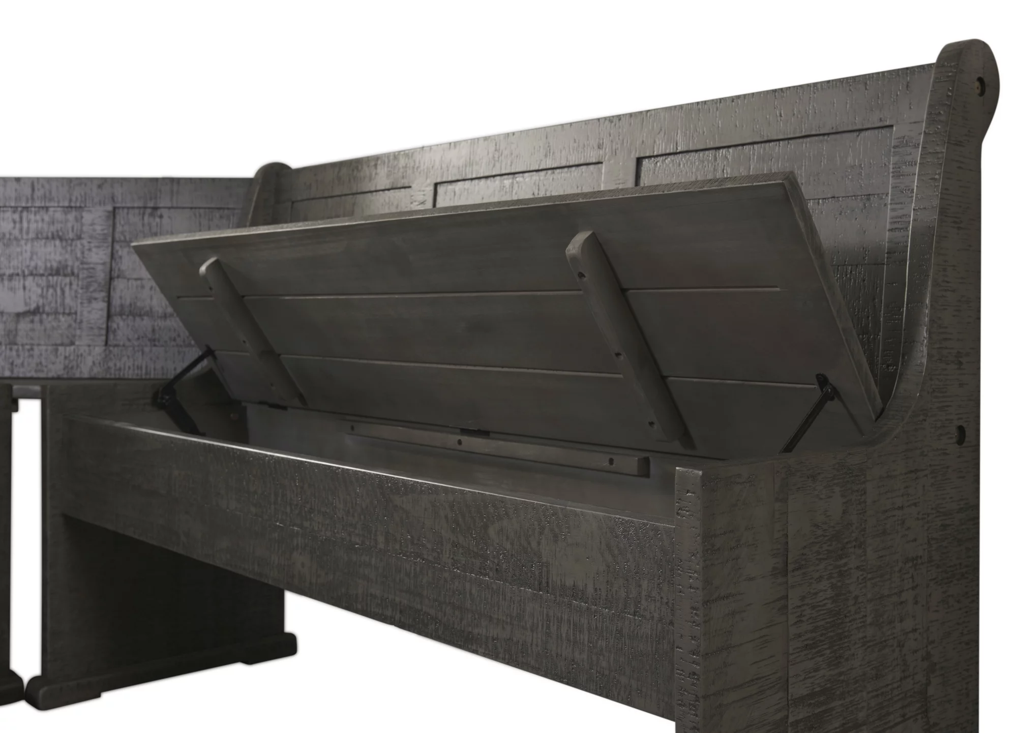 Sunny Dining Nook Table Set in Gray Wood with Kitchen Corner Storage Bench