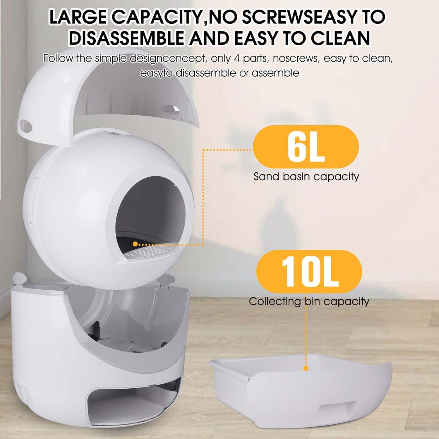 Automatic Smart Cleaning Litter Box with Odor Removal and APP Control, Latest Model Controlled Self Cleaning Cats Litter Boxes with Automatic Scooping and WiFi Connect Smart App, Multiple Cats