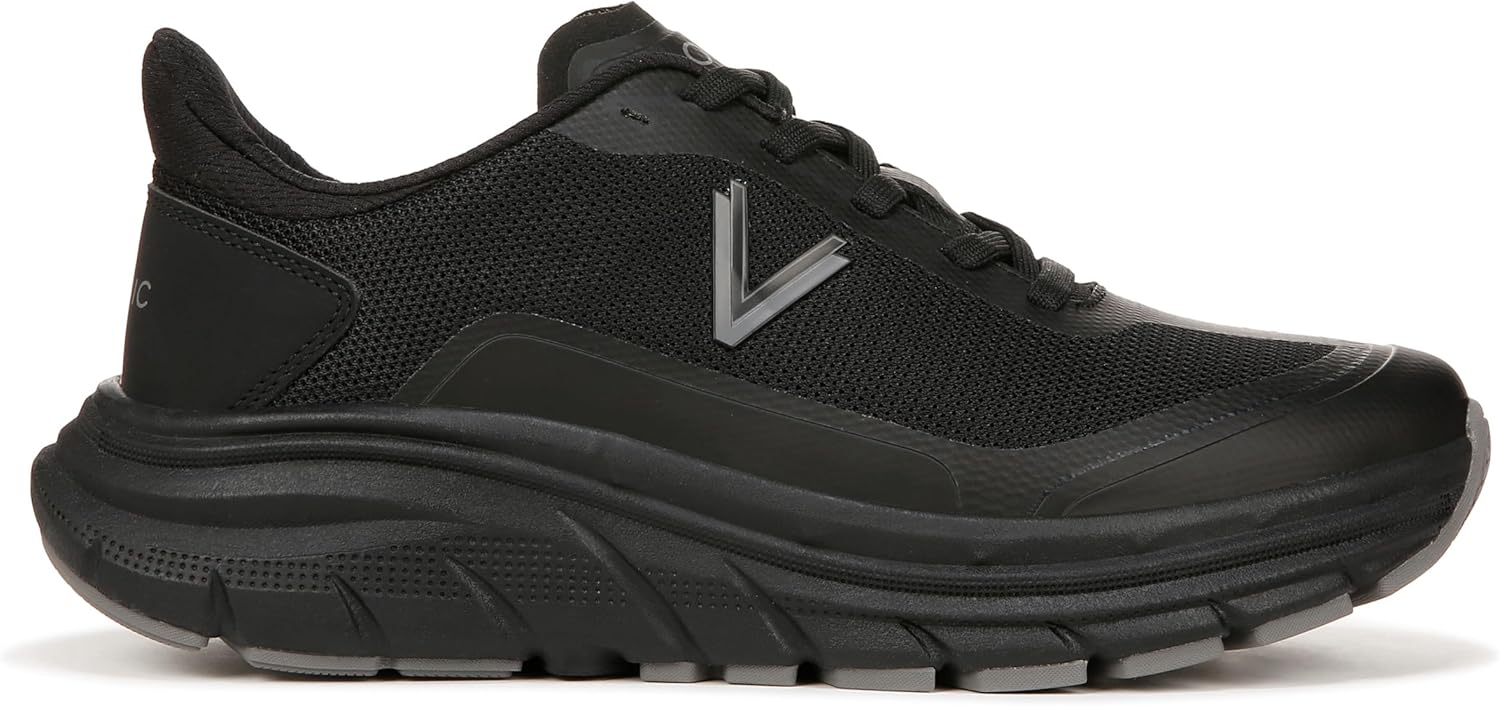 Vionic Women's Walker Walk Max Slip On– Supportive Deep Cushioning Enhanced Performance Walking Sneakers Black Fabric 8 Medium