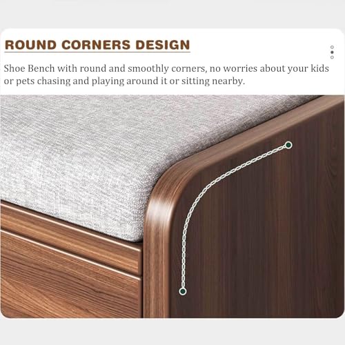 Shoe Bench with Storage Shelf - 2-Tier Footwear Rack Shoe Cabinet with Cushion Padded Seat - Shoe Storage Organizer for Entryway, Hallway,Bedroom,White-31.5" Lx9.5 Wx16.9 H