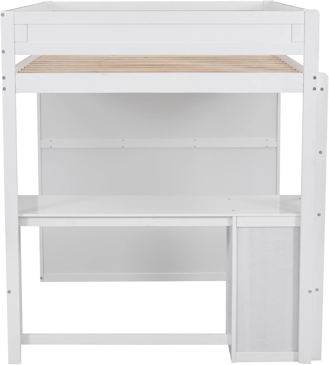 Harper & Bright Designs Full Loft Bed with Wardrobe and Desk, Wood Size with Storage Drawers and Cabinet for Girls Boys Teens,No Box Spring Needed,White (Cabinet),Full(Desk+Wardrobe+Drawers)
