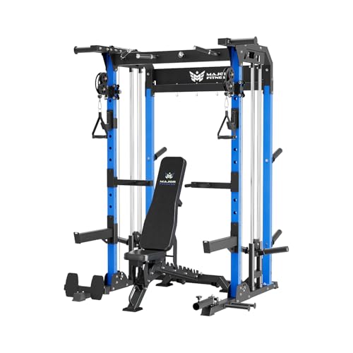 MAJOR FITNESS F22 Multi-Functional Power Rack—1600lbs Capacity All-in-One Squat Rack with Dual Pulley System for Home Gym Strength Training
