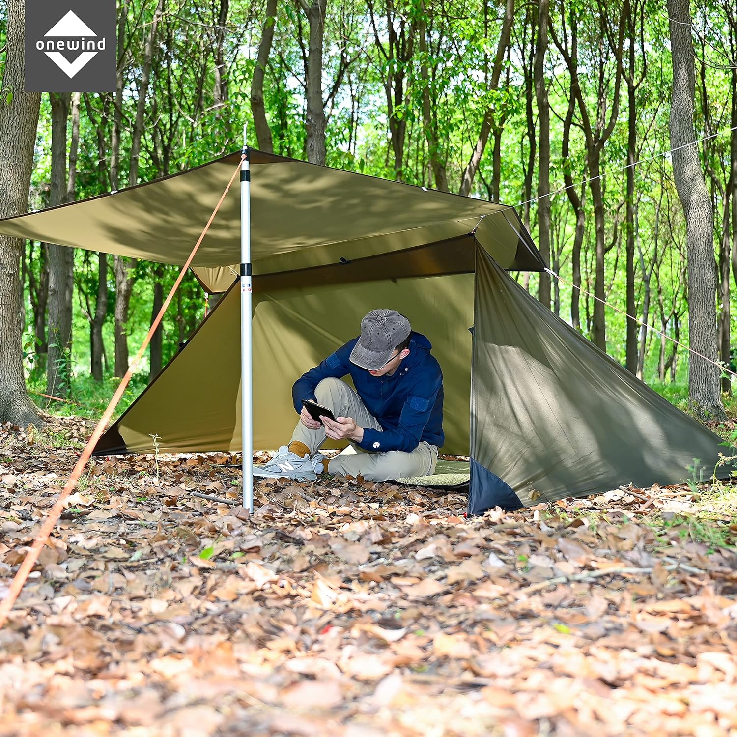 OUWI Shelter, Camping Tarp Set Include Emergency Shelter, BugNet and Tent Footprint, Ripstop Silnylon with Silicone PU Coating Survival Shelter Tent for Camping, Hiking, Backpacking
