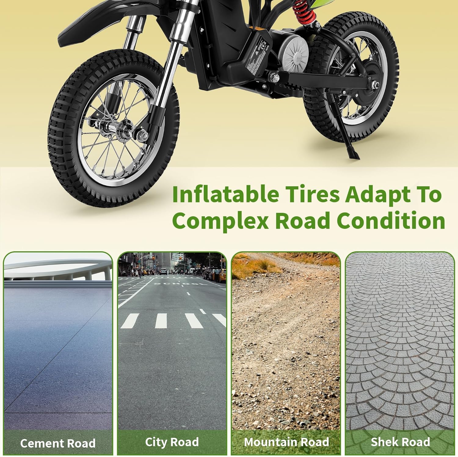 36V 300W Kids Electric Dirt Bike, Ride on Motorcycle Up to 15.5 MPH & 13 Miles Long-Range, 3-Speed Modes Motorcycle for Kids Ages 5-10