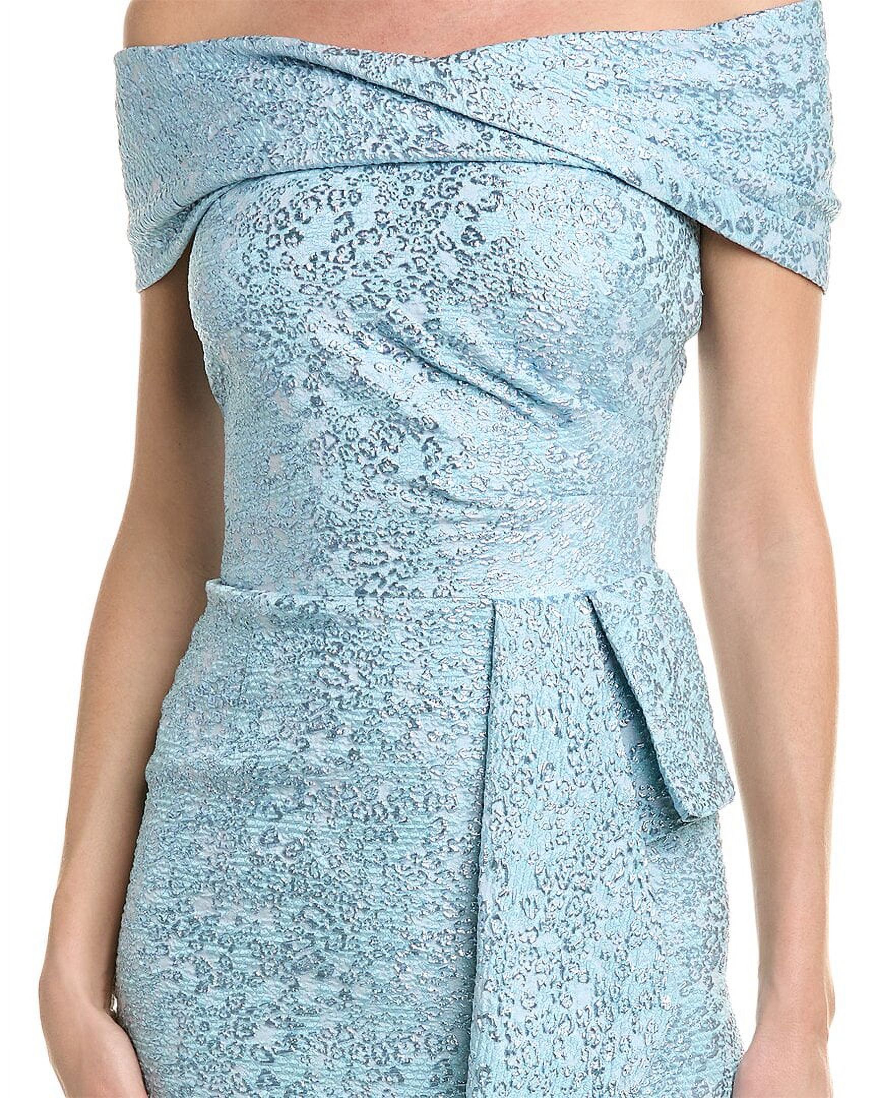 Teri Jon by Rickie Freeman womens  Metallic Jacquard Gown, 14, Blue