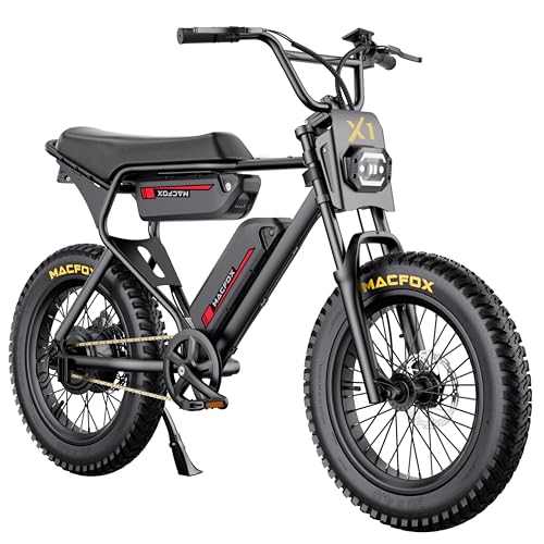 MACFOX Electric Bike for Adults - Peak 750W, 25MPH High-Speed Commuter Ebike, 30 Mile Range, 20" All-Terrain Fat Tires with Front Suspension, Off-Road/Campus E-Bicycle (X1S/Class 3)