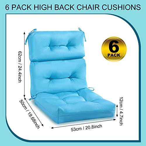 Mixweer 6 Pack Outdoor/Indoor High Back Chair Cushion Waterproof Rocking Chair Pads Tufted Seat/Back Chair Cushion Weather Resistant Adirondack Chair Cushions for Outdoor Patio Furniture (Blue)