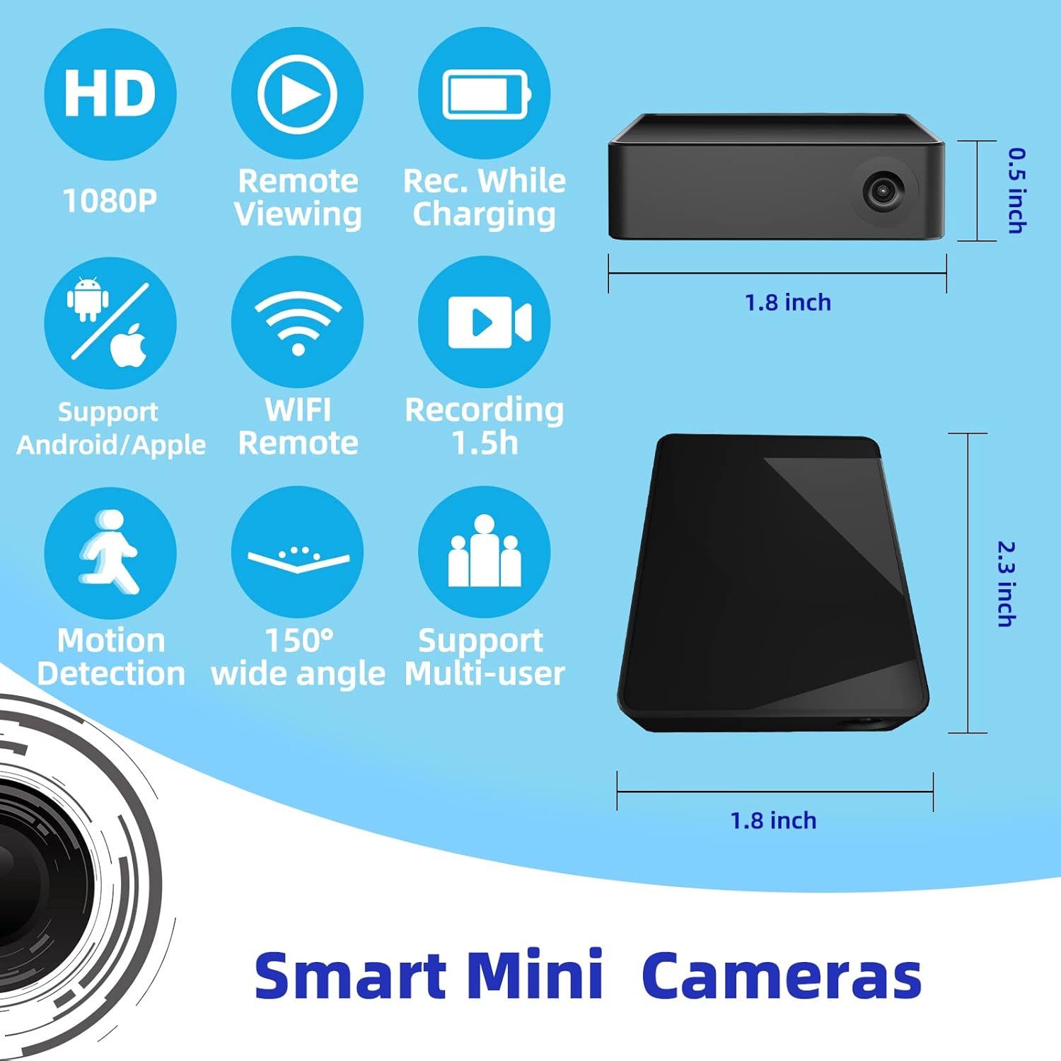 Smart Mini Nanny Security WiFi Camera, ASIEVIE M2 1080P Wireless (Only 2.4 GHz ) Small Home Camera with Motion Detection,Ultra-Wide Angle Lens,Local Storage and Wireless APP Real Time View