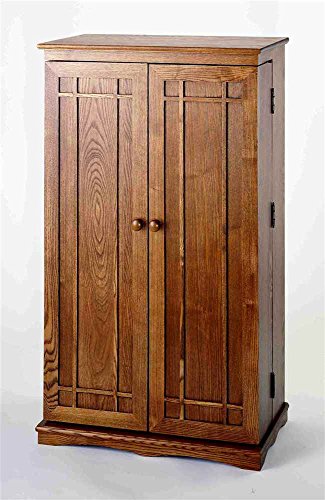 Solid Oak Multimedia Storage Cabinet with Classic Mission Style Doors, Espresso