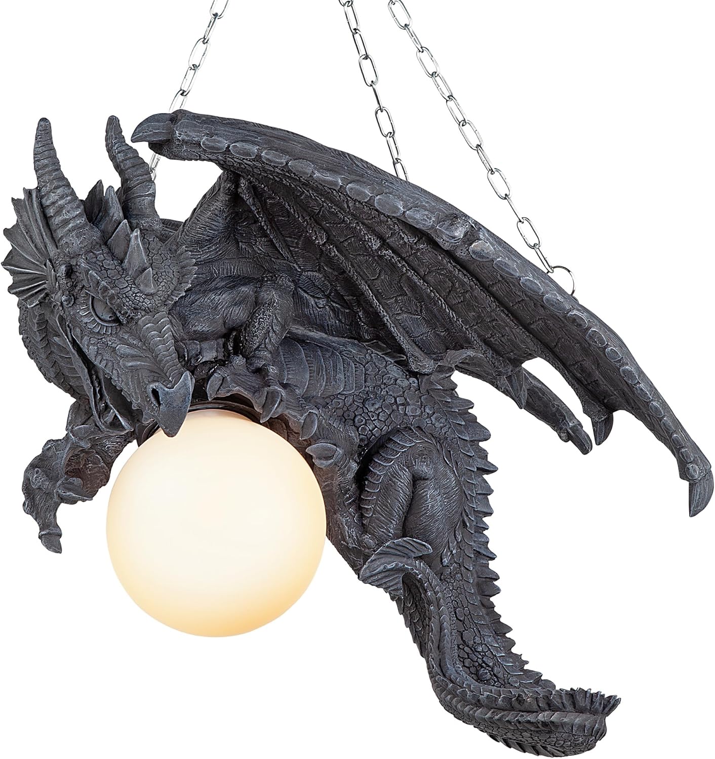 Design Toscano Nights Fury Dragon Gothic Decor Hanging Light Fixture, 21 Inch, Greystone