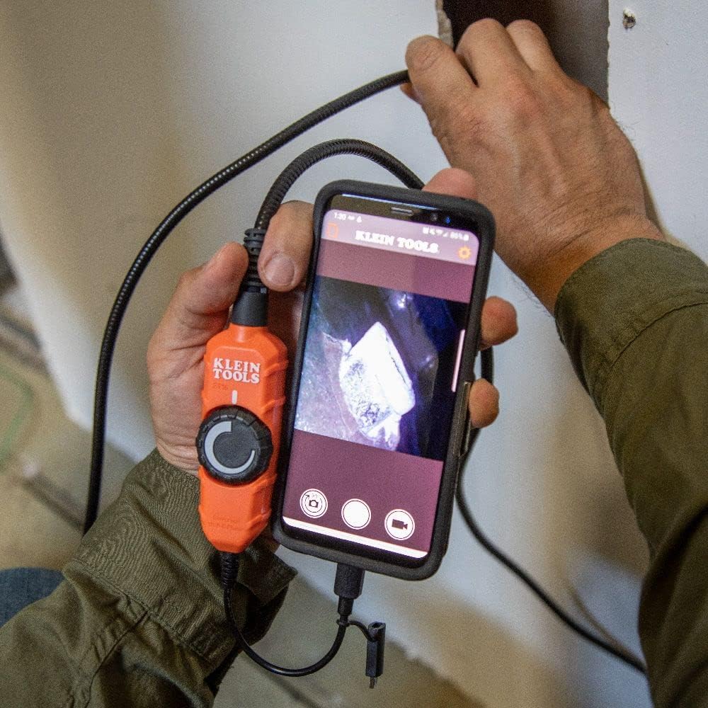 Klein Tools ET20 WIfi Borescope Inspection Camera with Rechargeable Lithium-Ion Battery and On-Board LED Lights