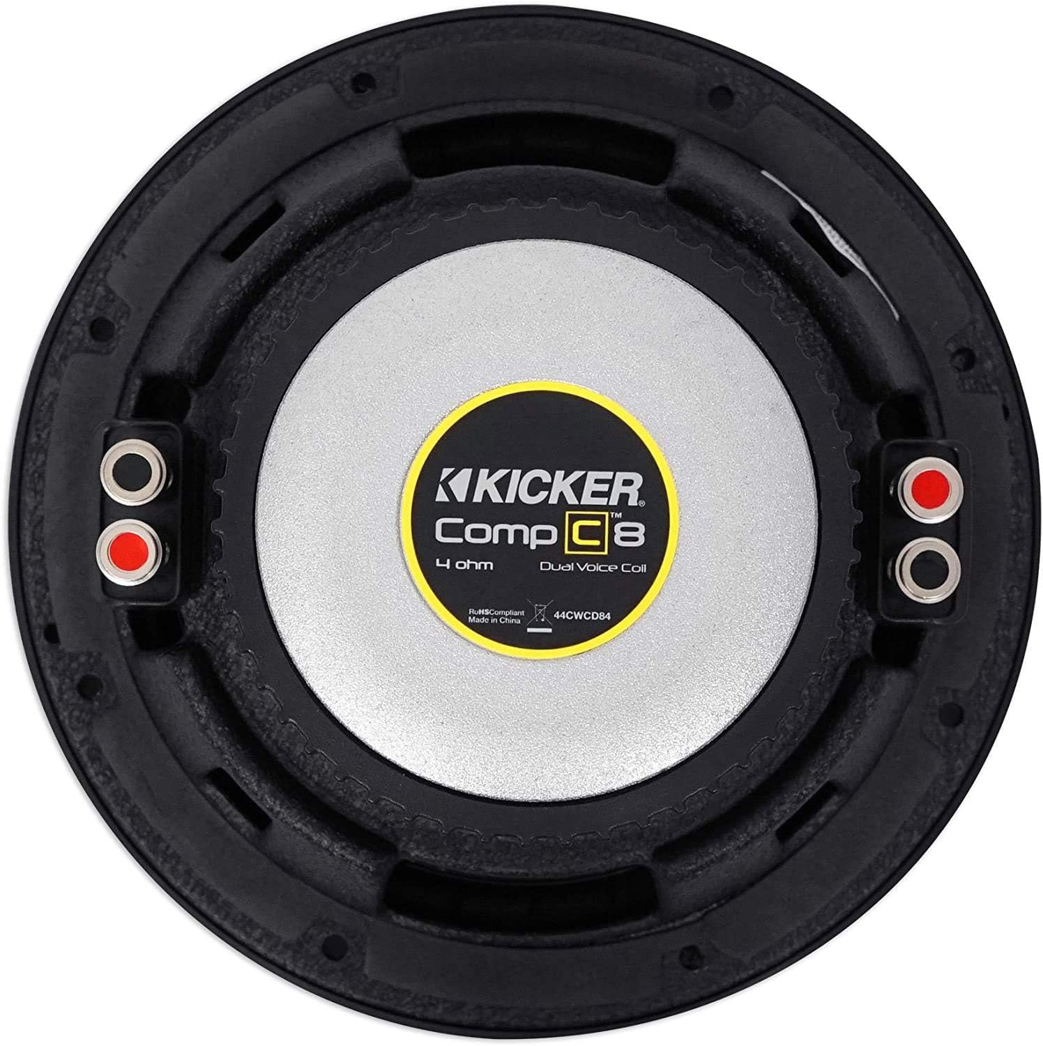 Kicker 44CWCD84 CompC 8 Inch 4 Ohm 200 Watt RMS Power and 400 Watts Peak Power Dual Voice Coil Car Audio Sub Subwoofer, Black