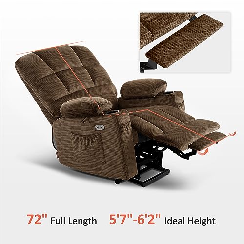 MCombo Large Dual Motor Power Lift Recliner Chair for Elderly, Massage and Heat, Lay Flat, Zero Gravity, Home Button, USB Port, Fabric 7680 (Large, Beige)