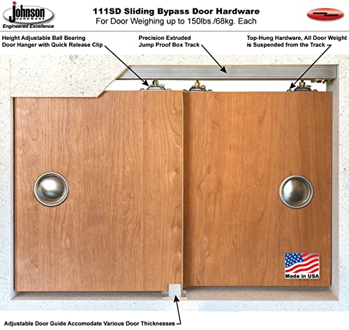 SARTODOORS Sliding Closet Bypass Doors 56 x 80 inches | Veregio 7288 White Silk with Frosted Glass | Sturdy Rails Moldings Trims Hardware Set | Wood Solid Bedroom Wardrobe Doors